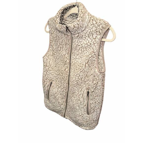 Nordstrom Thread & Supply Women Small Sherpa Vest Shearling Style Cream Brown - Picture 5 of 10